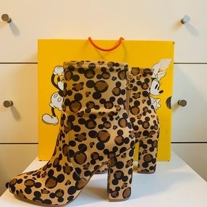 Aldo Tan & Black Leopard Print Ankle Booties